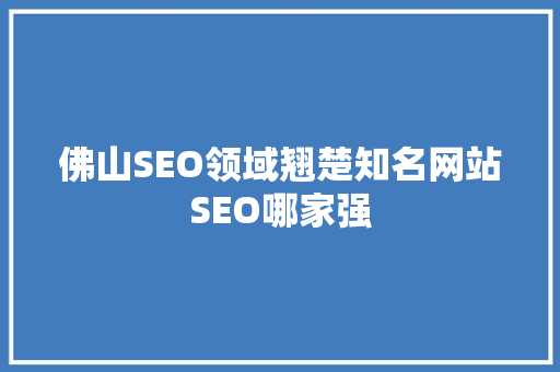 佛山SEO领域翘楚知名网站SEO哪家强