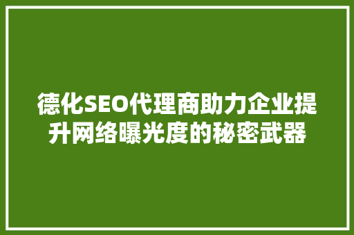 德化SEO代理商助力企业提升网络曝光度的秘密武器