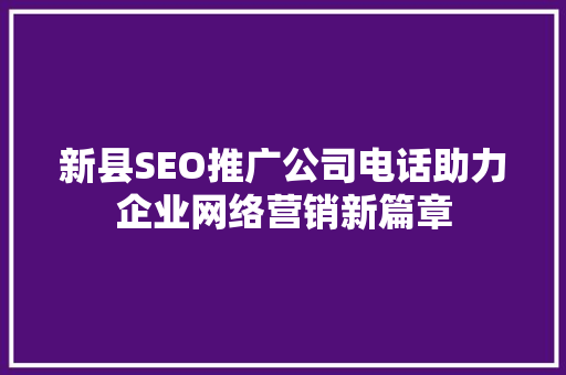 新县SEO推广公司电话助力企业网络营销新篇章