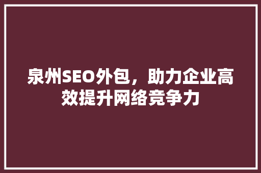 泉州SEO外包，助力企业高效提升网络竞争力