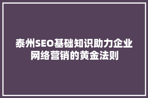 泰州SEO基础知识助力企业网络营销的黄金法则