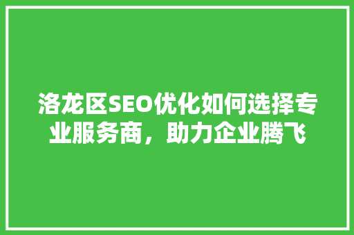 洛龙区SEO优化如何选择专业服务商，助力企业腾飞