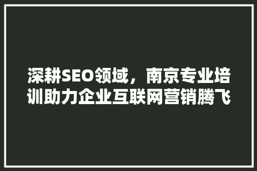 深耕SEO领域，南京专业培训助力企业互联网营销腾飞