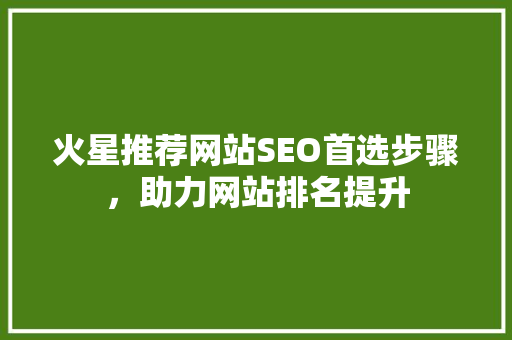 火星推荐网站SEO首选步骤，助力网站排名提升