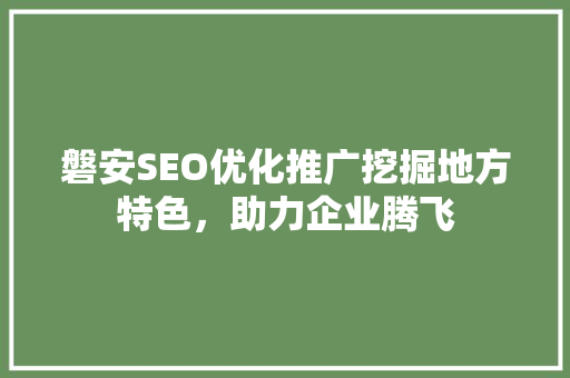 磐安SEO优化推广挖掘地方特色，助力企业腾飞