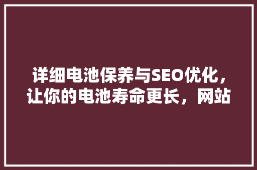 详细电池保养与SEO优化，让你的电池寿命更长，网站排名更高