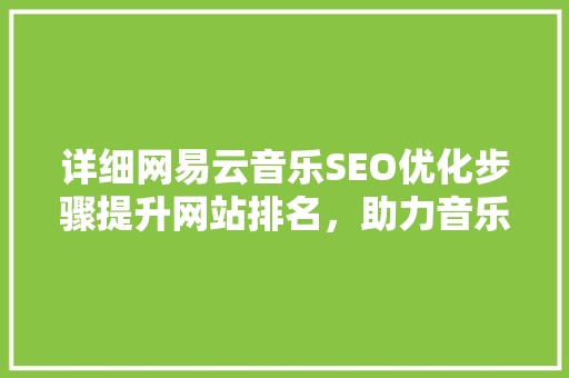 详细网易云音乐SEO优化步骤提升网站排名，助力音乐平台发展