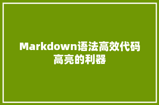 Markdown语法高效代码高亮的利器