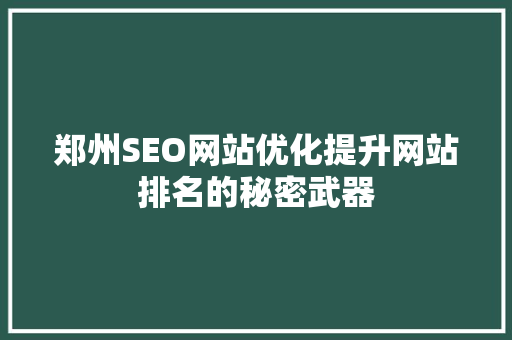 郑州SEO网站优化提升网站排名的秘密武器