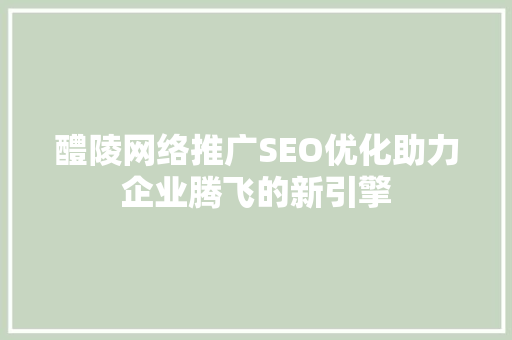 醴陵网络推广SEO优化助力企业腾飞的新引擎