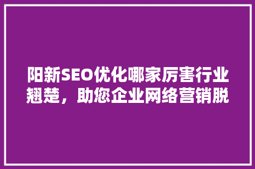 阳新SEO优化哪家厉害行业翘楚，助您企业网络营销脱颖而出