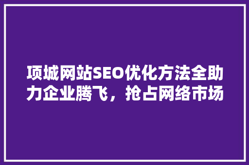 项城网站SEO优化方法全助力企业腾飞，抢占网络市场制高点