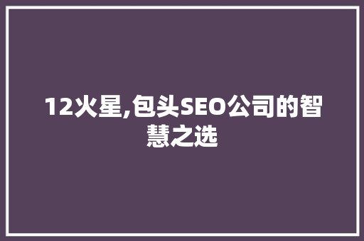12火星,包头SEO公司的智慧之选  第1张