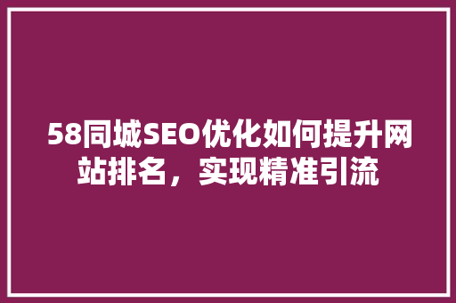 58同城SEO优化如何提升网站排名，实现精准引流