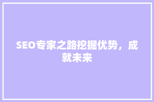 SEO专家之路挖掘优势，成就未来