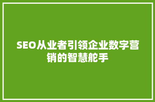 SEO从业者引领企业数字营销的智慧舵手