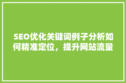 SEO优化关键词例子分析如何精准定位，提升网站流量