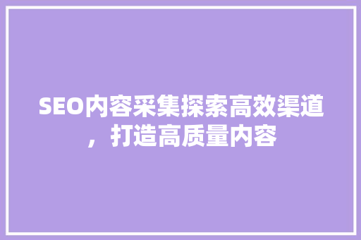 SEO内容采集探索高效渠道，打造高质量内容