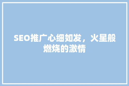 SEO推广心细如发，火星般燃烧的激情