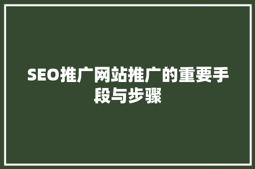 SEO推广网站推广的重要手段与步骤