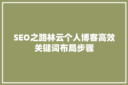SEO之路林云个人博客高效关键词布局步骤