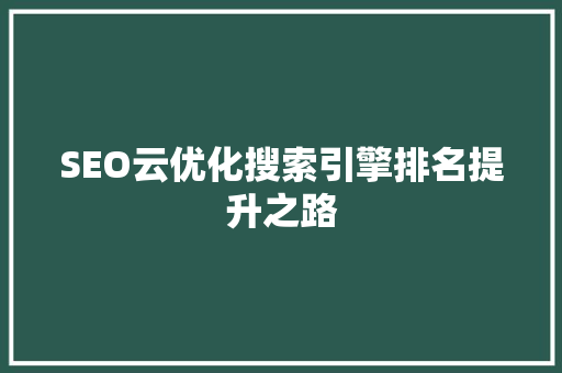 SEO云优化搜索引擎排名提升之路  第1张