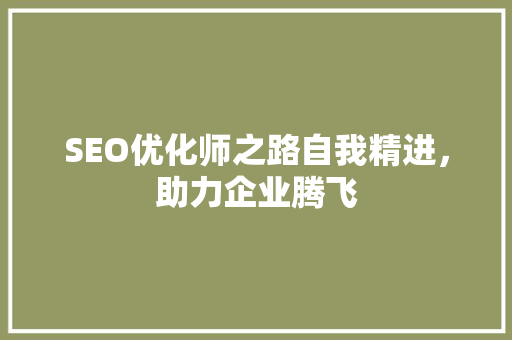 SEO优化师之路自我精进，助力企业腾飞
