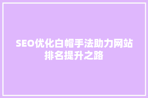 SEO优化白帽手法助力网站排名提升之路