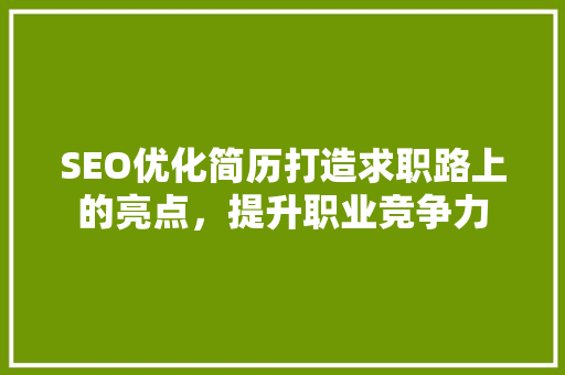 SEO优化简历打造求职路上的亮点，提升职业竞争力