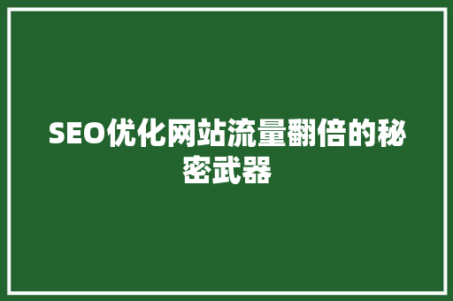 SEO优化网站流量翻倍的秘密武器