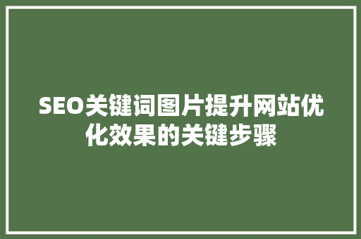SEO关键词图片提升网站优化效果的关键步骤