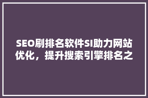 SEO刷排名软件SI助力网站优化，提升搜索引擎排名之路