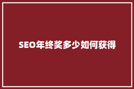 SEO年终奖多少如何获得