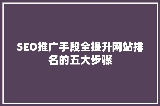 SEO推广手段全提升网站排名的五大步骤