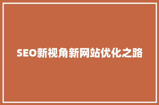 SEO新视角新网站优化之路