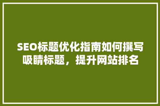 SEO标题优化指南如何撰写吸睛标题，提升网站排名