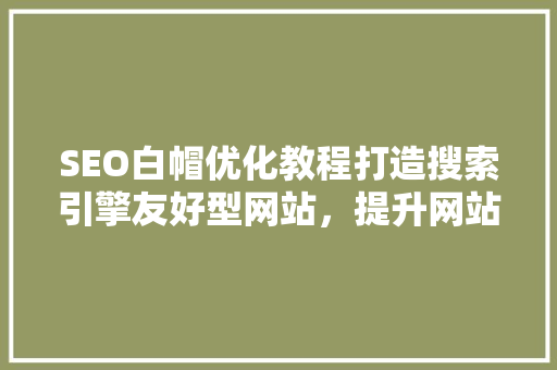 SEO白帽优化教程打造搜索引擎友好型网站，提升网站排名与用户体验