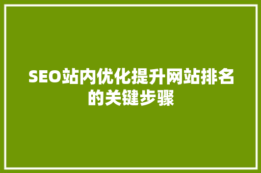 SEO站内优化提升网站排名的关键步骤