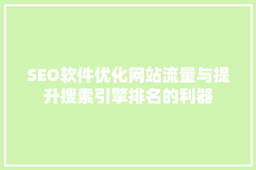 SEO软件优化网站流量与提升搜索引擎排名的利器