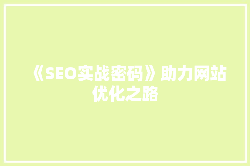 《SEO实战密码》助力网站优化之路