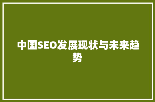中国SEO发展现状与未来趋势