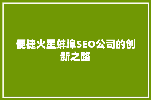 便捷火星蚌埠SEO公司的创新之路
