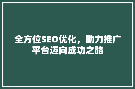 全方位SEO优化，助力推广平台迈向成功之路