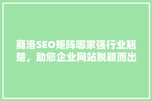 商洛SEO矩阵哪家强行业翘楚，助您企业网站脱颖而出