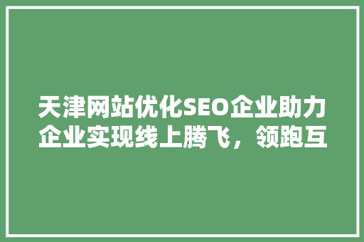 天津网站优化SEO企业助力企业实现线上腾飞，领跑互联网时代
