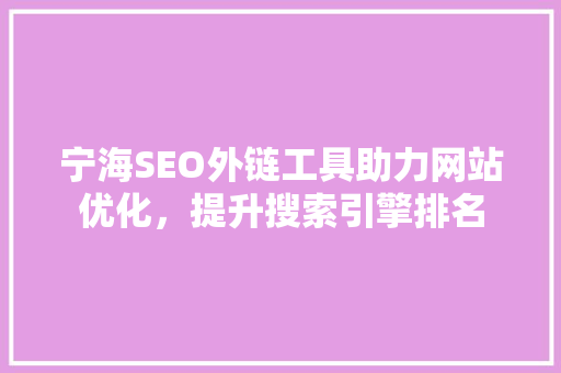 宁海SEO外链工具助力网站优化，提升搜索引擎排名  第1张