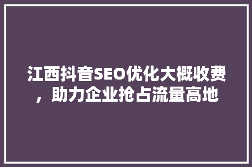 江西抖音SEO优化大概收费，助力企业抢占流量高地