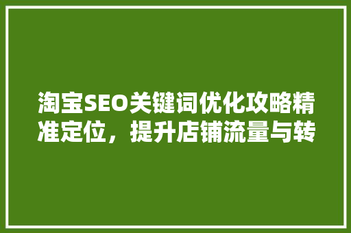 淘宝SEO关键词优化攻略精准定位，提升店铺流量与转化率
