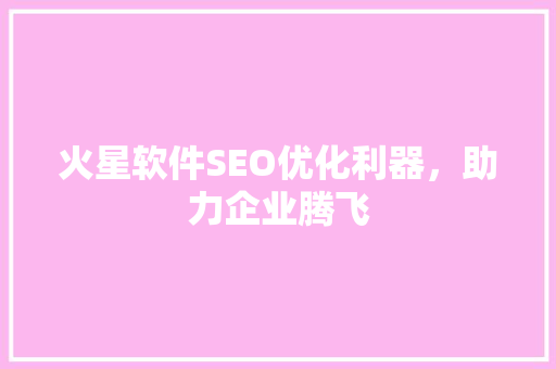 火星软件SEO优化利器，助力企业腾飞
