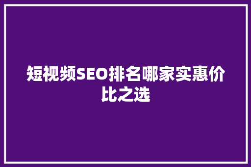 短视频SEO排名哪家实惠价比之选